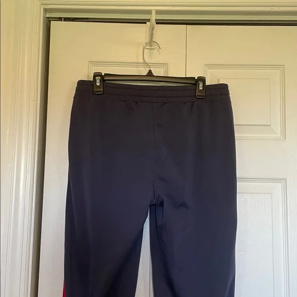 VTG Women’s M Champion track pants blue with red side stripe pockets zip ankles - Picture 8 of 13